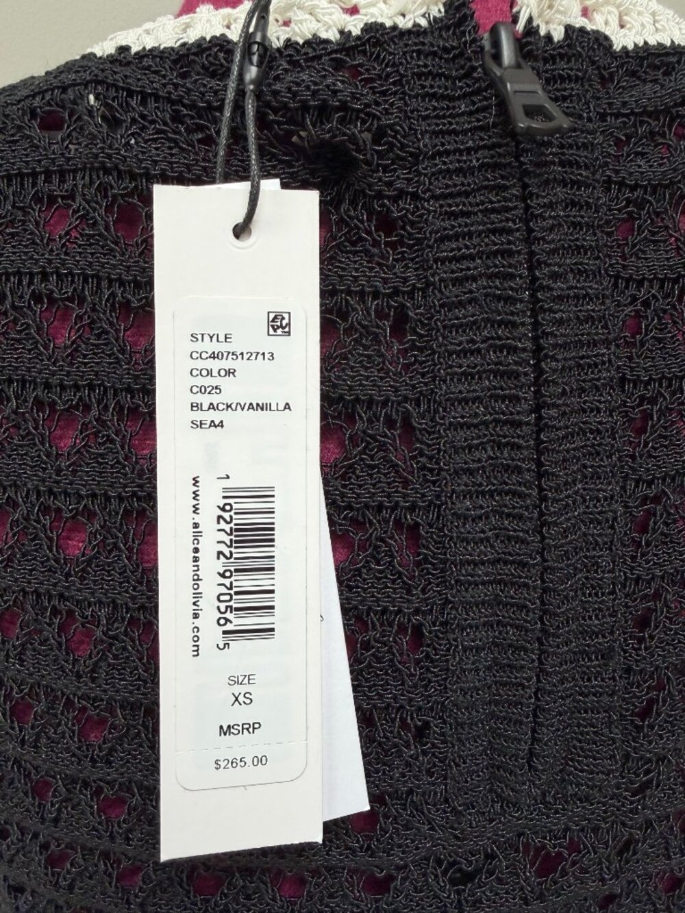 NWT Alice + Olivia "Florrie" Black Crochet Mini Skirt and Top Set - Size XS - Picture 15 of 16
